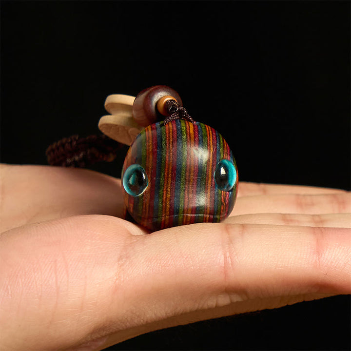 Buddha Stones Rainbow Eucalyptus Dolphin Carved Positive Key Chain Phone Hanging Decoration - image 4