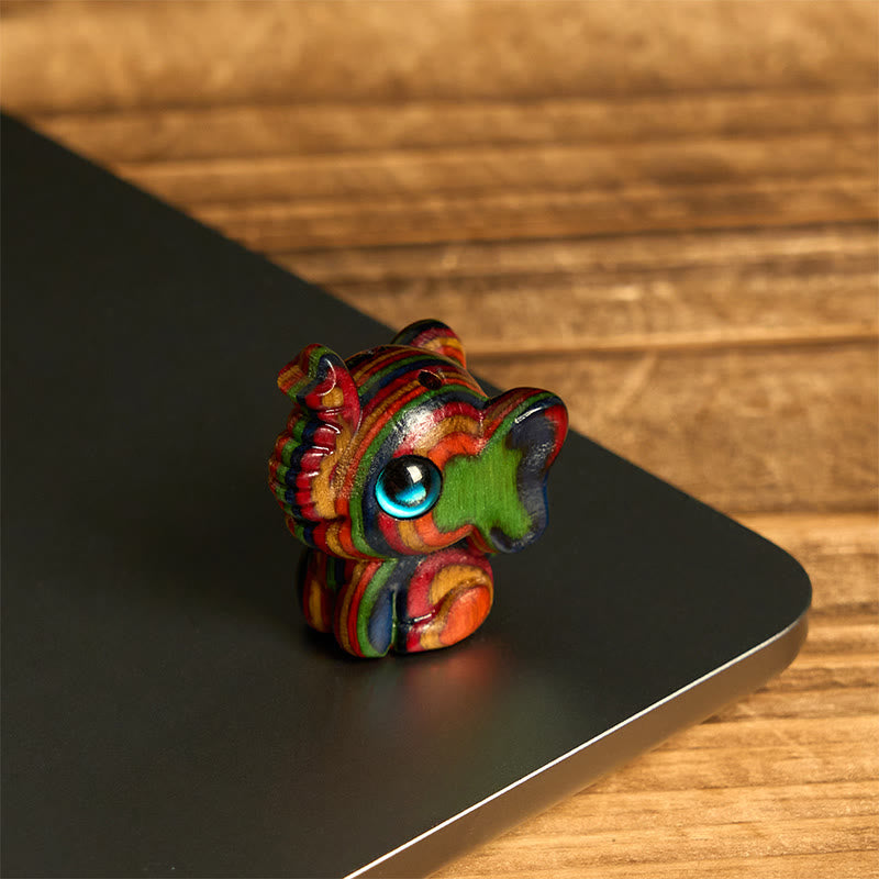 Buddha Stones 2Pcs Mini Rainbow Eucalyptus Elephant Carved Strength Decoration - image 2