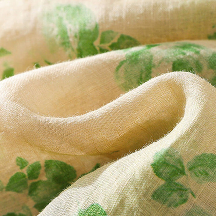 Buddha Stones Printing Buttons Drawstring High Waist Short Sleeve Cotton Midi Dress With Pockets - image 18