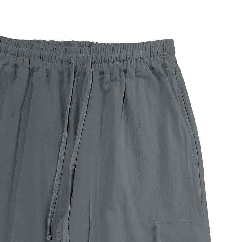 Buddha Stones Solid Color Linen Drawstring Men's Cargo Pants With Pockets - image 17