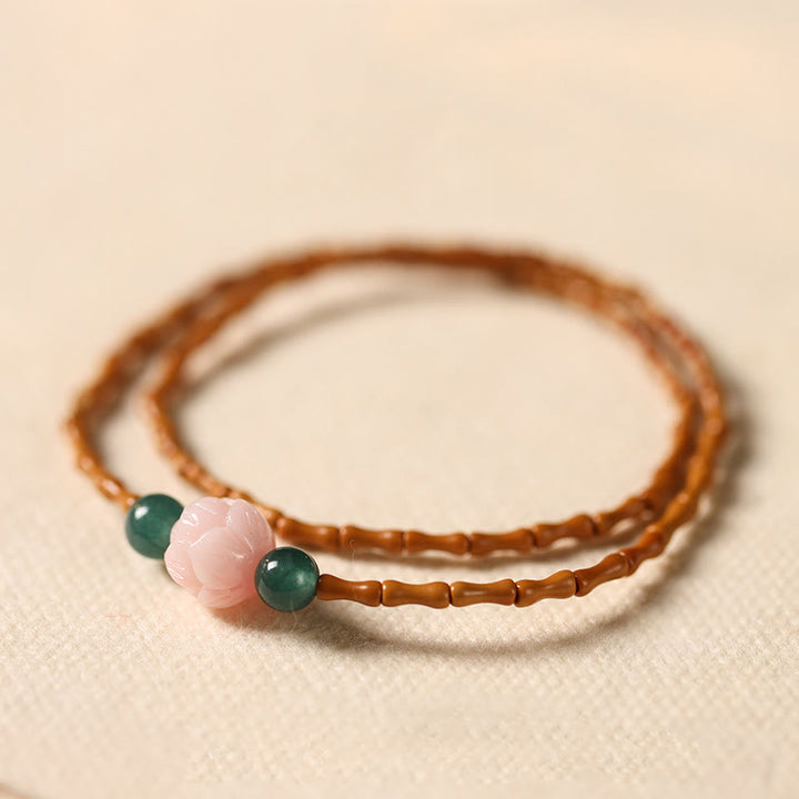 Buddha Stones Ultra-fine Olive Pit Lotus Inner Strength Double Circle Bracelet - Olive Pit(Wrist Circumference:14-15cm) - image 0