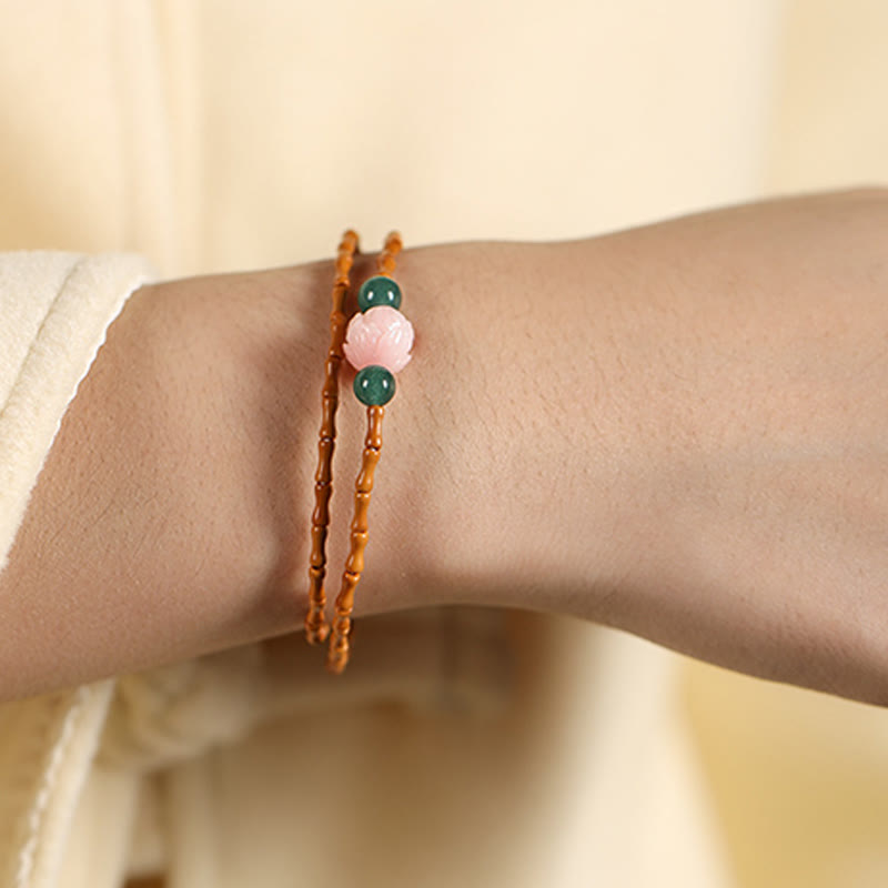 Buddha Stones Ultra-fine Olive Pit Lotus Inner Strength Double Circle Bracelet - image 4