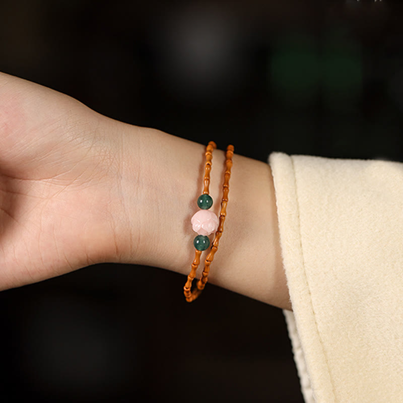 Buddha Stones Ultra-fine Olive Pit Lotus Inner Strength Double Circle Bracelet - image 7