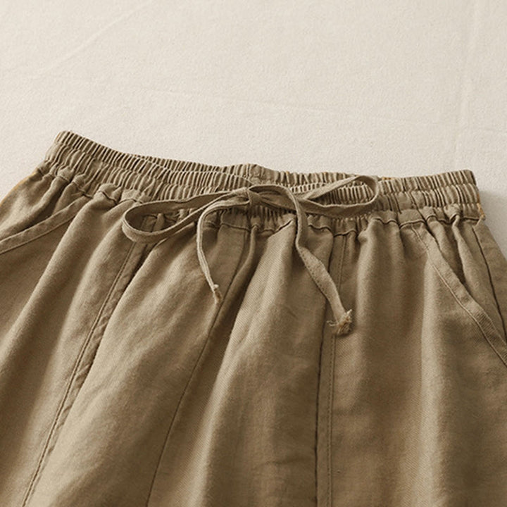 Buddha Stones Casual Plain Solid Color Patchwork Women's Polyester 7-8 Length Wide Leg Pants With Pockets - image 3