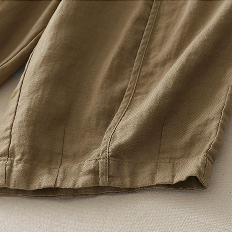 Buddha Stones Casual Plain Solid Color Patchwork Women's Polyester 7-8 Length Wide Leg Pants With Pockets - image 2