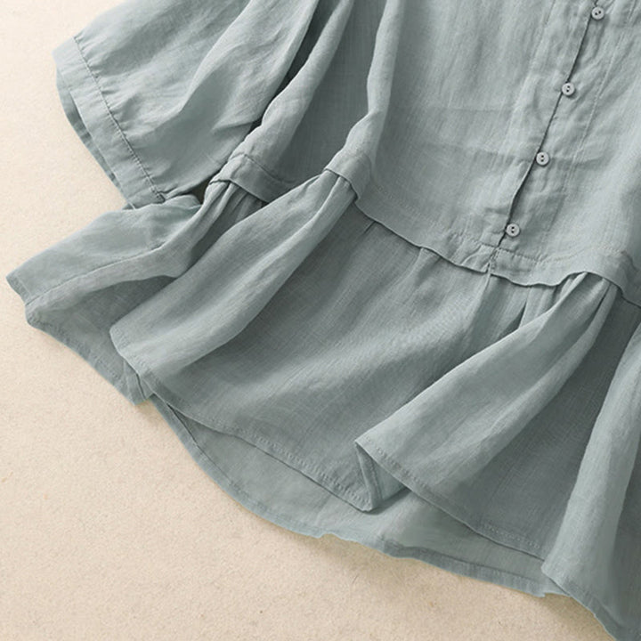 Buddha Stones Embroiderd Front Button Design Women's Cotton Three Quarter Sleeve Shirt  - image 5