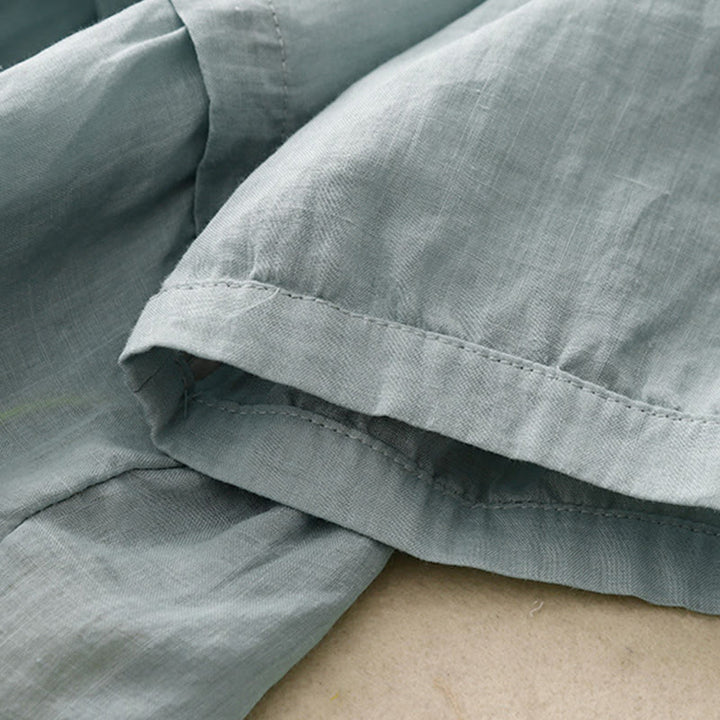 Buddha Stones Embroiderd Front Button Design Women's Cotton Three Quarter Sleeve Shirt  - image 2