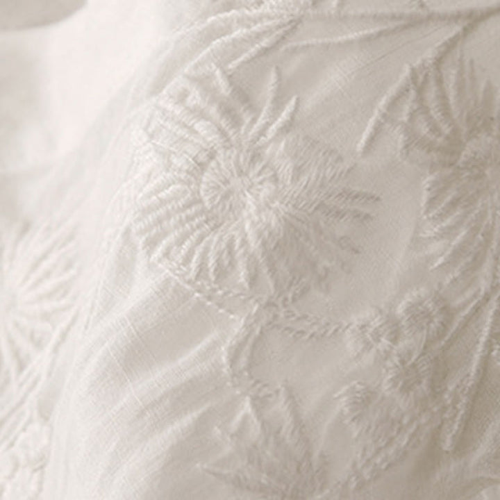 Buddha Stones Embroiderd Front Button Design Women's Cotton Three Quarter Sleeve Shirt  - image 8