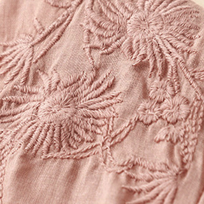 Buddha Stones Embroiderd Front Button Design Women's Cotton Three Quarter Sleeve Shirt  - image 26