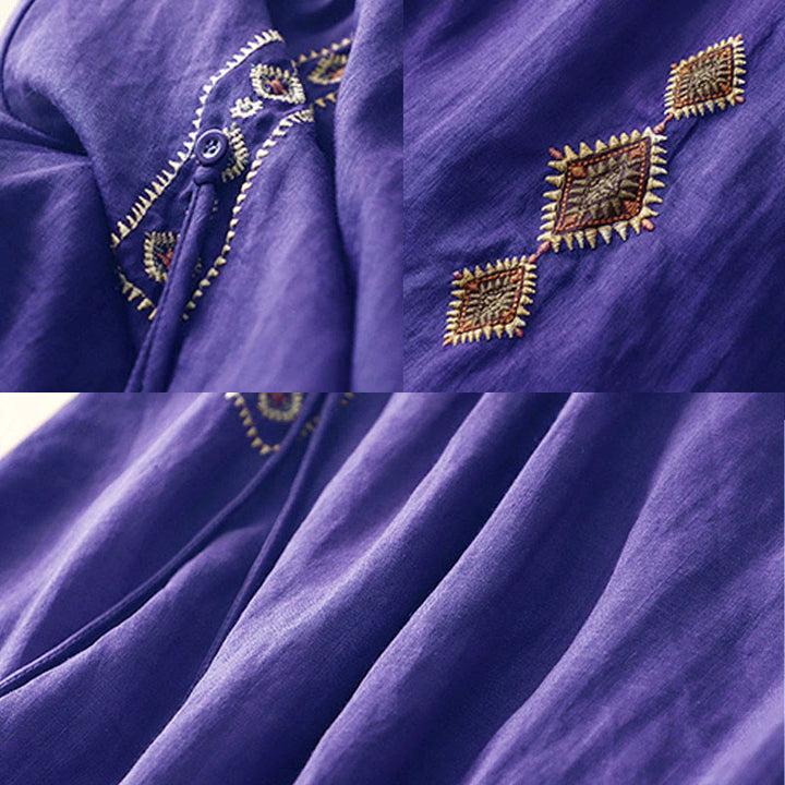 Buddha Stones Ethnic Vintage Embroidery Button Design Women's 7-8 Length Skirt - image 3