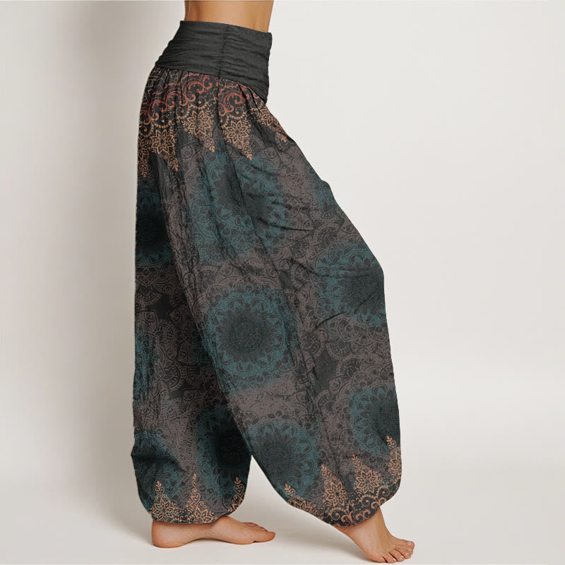 Buddha Stones Pure Cotton Triangular Mandala Patterns Women's Elastic Waist Harem Pants - image 18