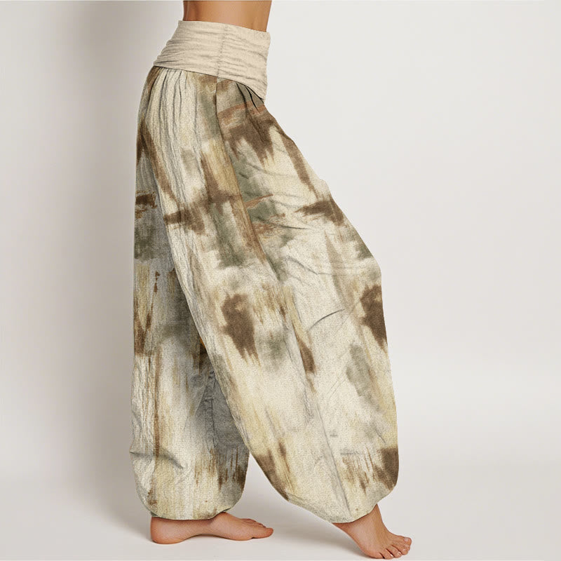 Buddha Stones Pure Cotton Tie Dye Pattern Design Women's Elastic Waist Harem Pants