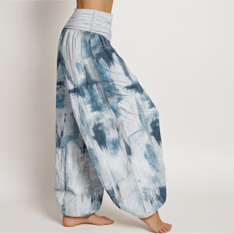 Buddha Stones Pure Cotton Tie Dye Pattern Design Women's Elastic Waist Harem Pants