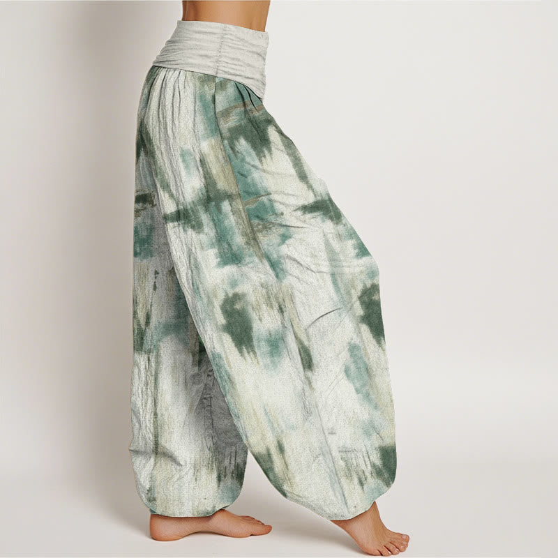 Buddha Stones Pure Cotton Tie Dye Pattern Design Women's Elastic Waist Harem Pants