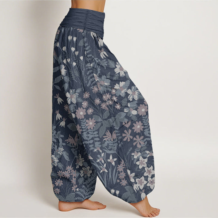 Buddha Stones Pure Cotton Casual Daisy Flowers Leaves Design Women's Elastic Waist Harem Pants - image 10