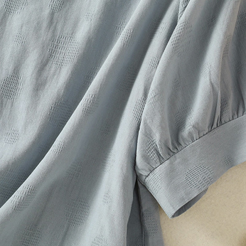 Buddha Stones 2pcs Plain Women's Short Sleeve Shirt Harem Pants Meditation Clothing Set - image 4