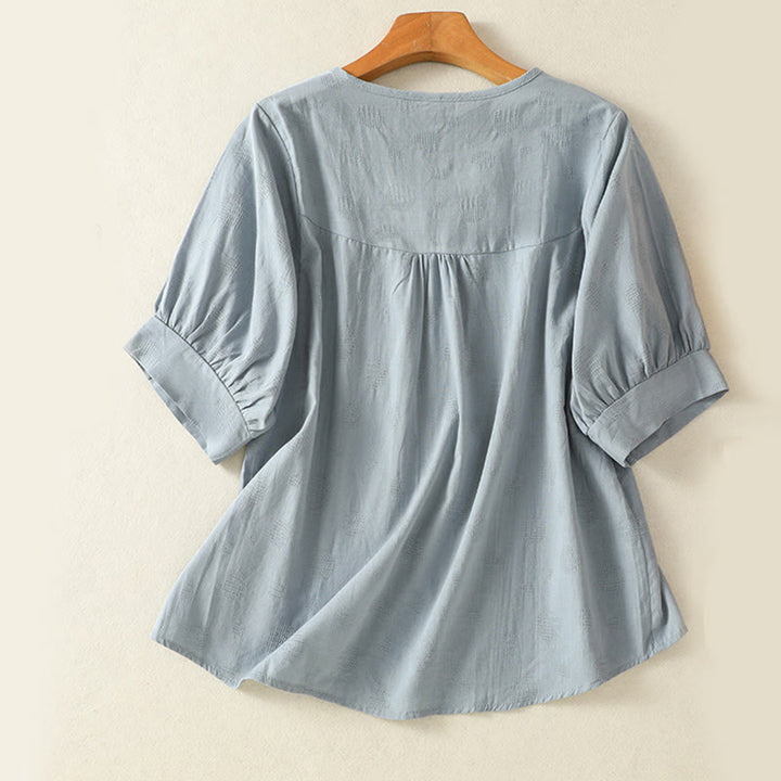 Buddha Stones 2pcs Plain Women's Short Sleeve Shirt Harem Pants Meditation Clothing Set - image 3