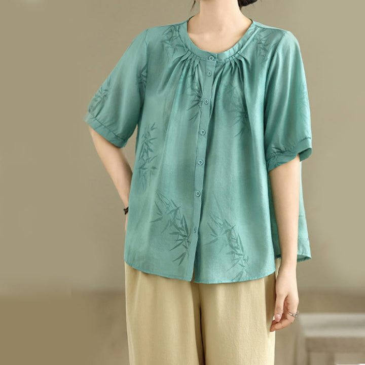 Buddha Stones 2pcs Casual Women's Short Sleeve Shirt Harem Pants Meditation Clothing Set - image 7