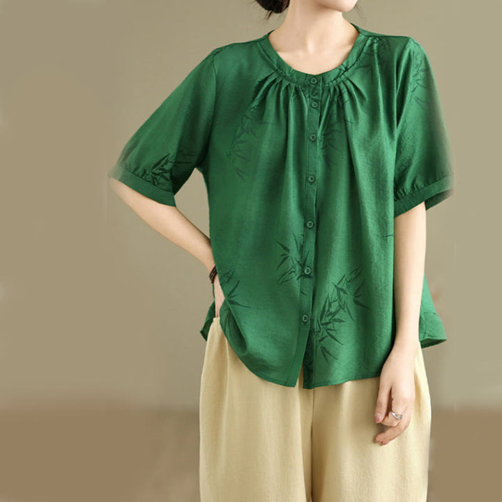 Buddha Stones 2pcs Casual Women's Short Sleeve Shirt Harem Pants Meditation Clothing Set - image 24