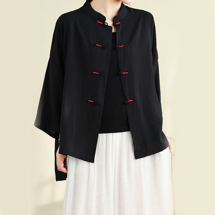 Buddha Stones 2pcs Casual Women's Frog Button Shirt Loose Pants Meditation Clothing Set - image 24