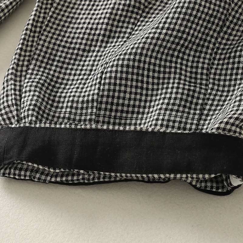 Buddha Stones Plaid Pattern Drawstring Women's Cotton Linen Harem Pants With Pockets - image 9