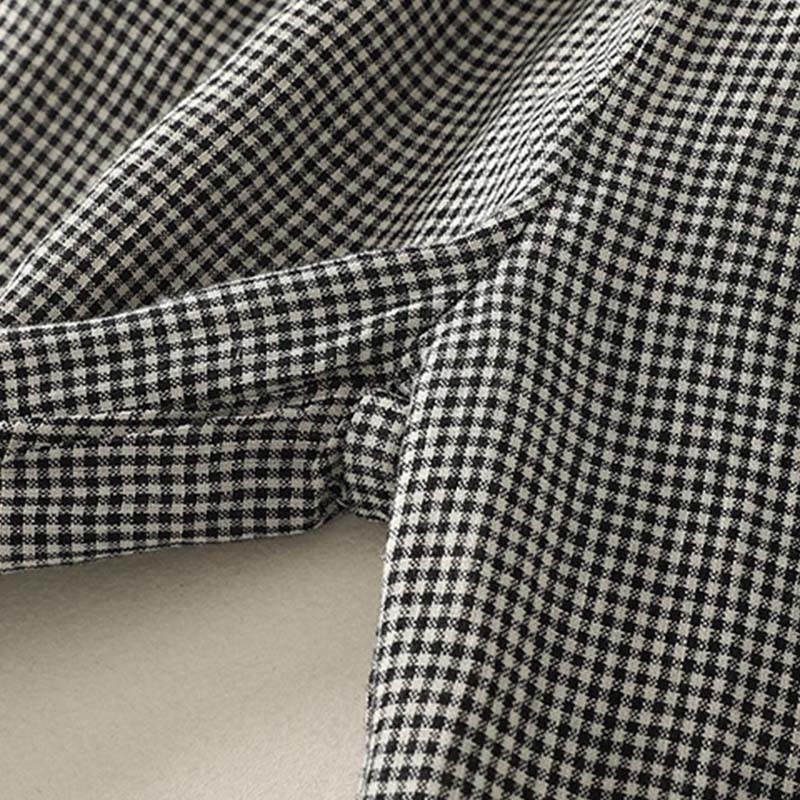 Buddha Stones Plaid Pattern Drawstring Women's Cotton Linen Harem Pants With Pockets - image 8