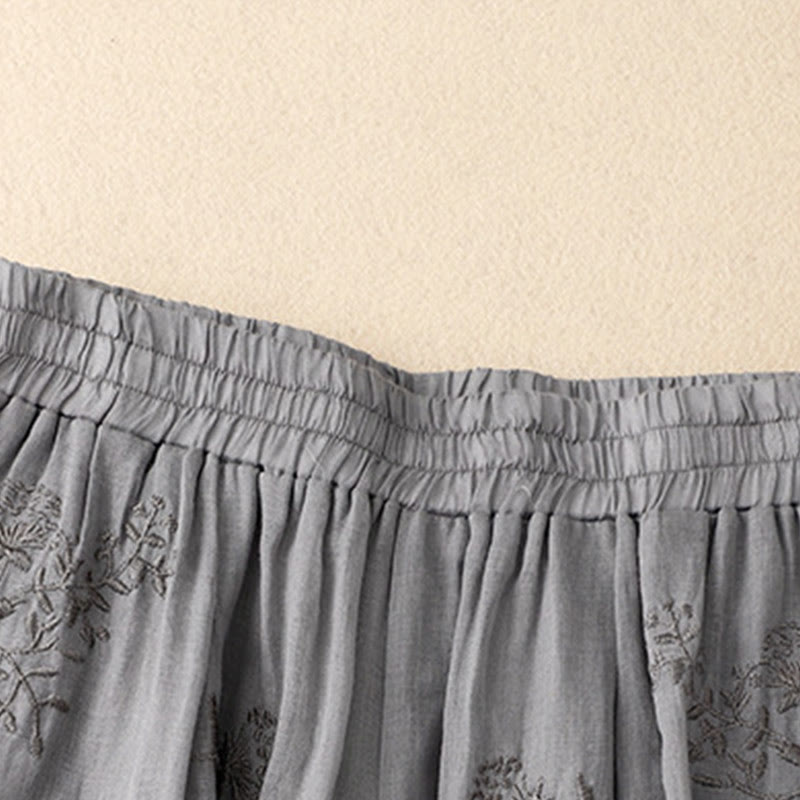Buddha Stones Embroidered Pattern Women's Cotton Linen Harem Pants With Pockets - image 2