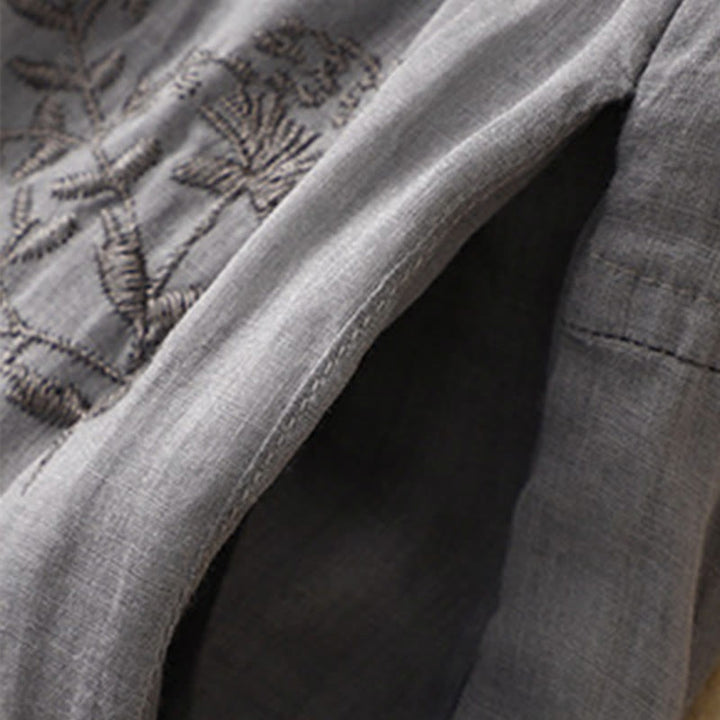 Buddha Stones Embroidered Pattern Women's Cotton Linen Harem Pants With Pockets - image 2