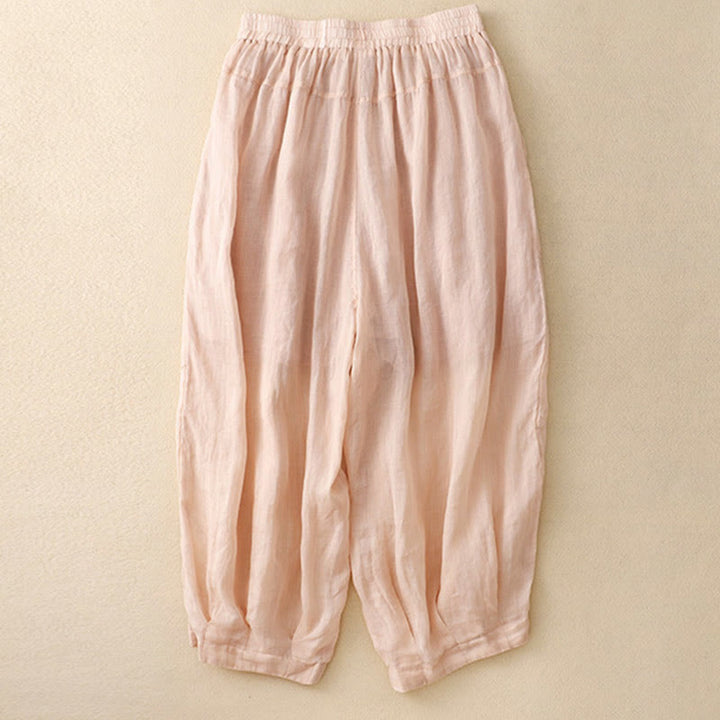 Buddha Stones Embroidered Pattern Women's Cotton Linen Harem Pants With Pockets - image 12