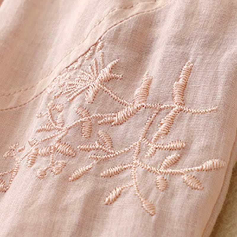 Buddha Stones Embroidered Pattern Women's Cotton Linen Harem Pants With Pockets - image 20