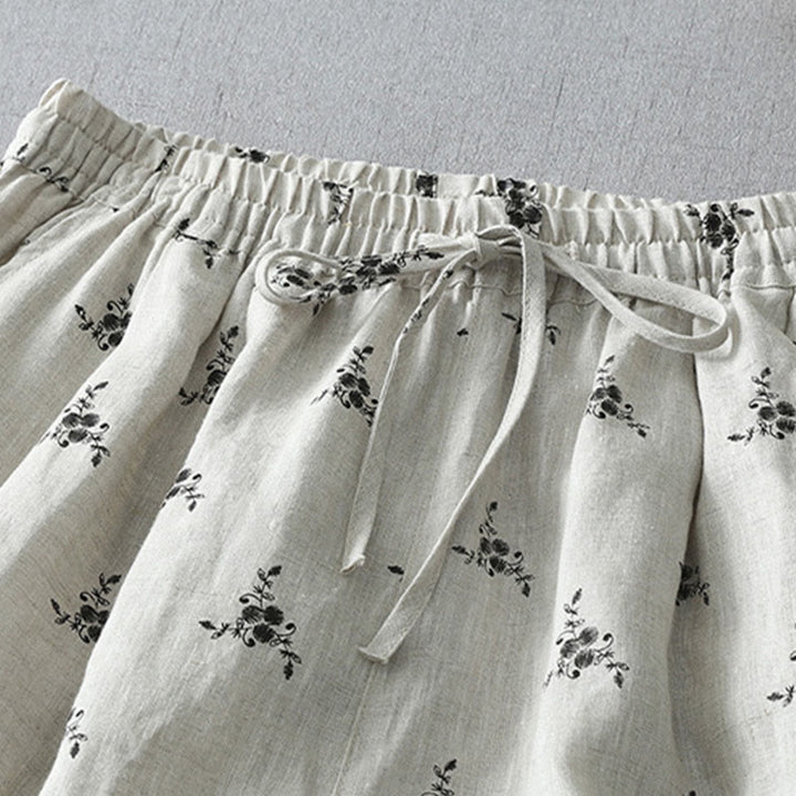 Buddha Stones Polka Dot Floral Pattern Pattern Women's Cotton Linen Harem Pants With Pockets - image 4