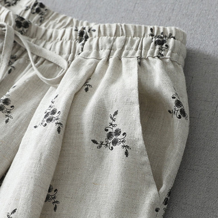 Buddha Stones Polka Dot Floral Pattern Pattern Women's Cotton Linen Harem Pants With Pockets - image 2