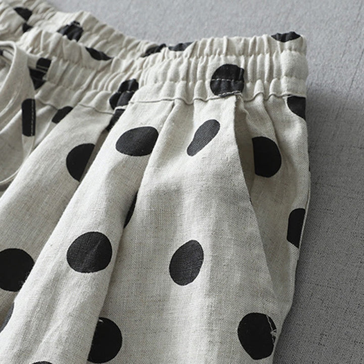Buddha Stones Polka Dot Floral Pattern Pattern Women's Cotton Linen Harem Pants With Pockets - image 10