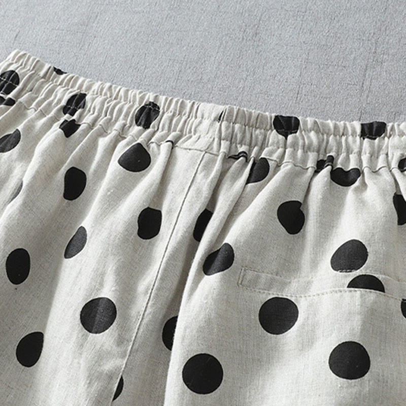 Buddha Stones Polka Dot Floral Pattern Pattern Women's Cotton Linen Harem Pants With Pockets - image 9