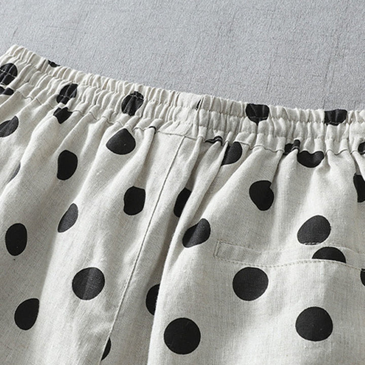 Buddha Stones Polka Dot Floral Pattern Pattern Women's Cotton Linen Harem Pants With Pockets - image 9