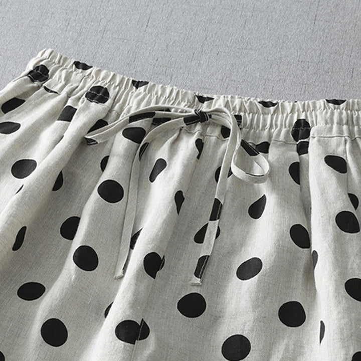 Buddha Stones Polka Dot Floral Pattern Pattern Women's Cotton Linen Harem Pants With Pockets - image 14