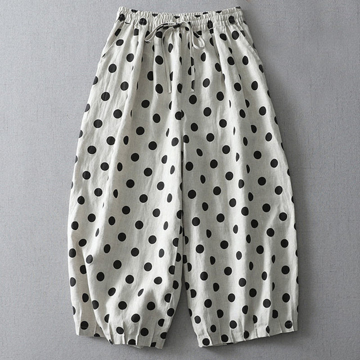 Buddha Stones Polka Dot Floral Pattern Pattern Women's Cotton Linen Harem Pants With Pockets - Polka Dot Pattern - US12，UK/AU16，EU44 (2XL) - image 5