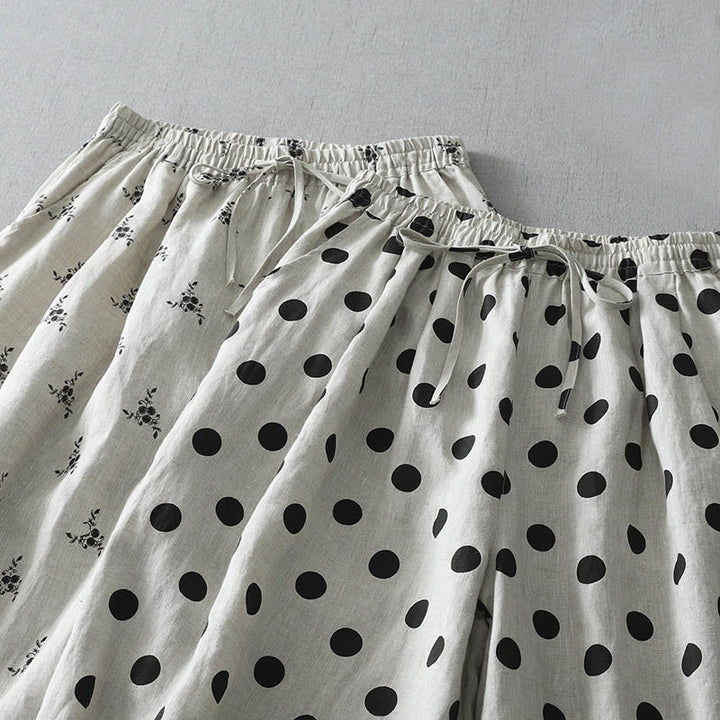 Buddha Stones Polka Dot Floral Pattern Pattern Women's Cotton Linen Harem Pants With Pockets - image 17