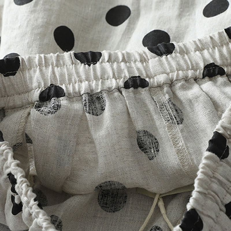 Buddha Stones Polka Dot Floral Pattern Pattern Women's Cotton Linen Harem Pants With Pockets - image 12