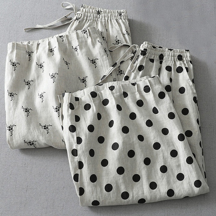 Buddha Stones Polka Dot Floral Pattern Pattern Women's Cotton Linen Harem Pants With Pockets - image 16