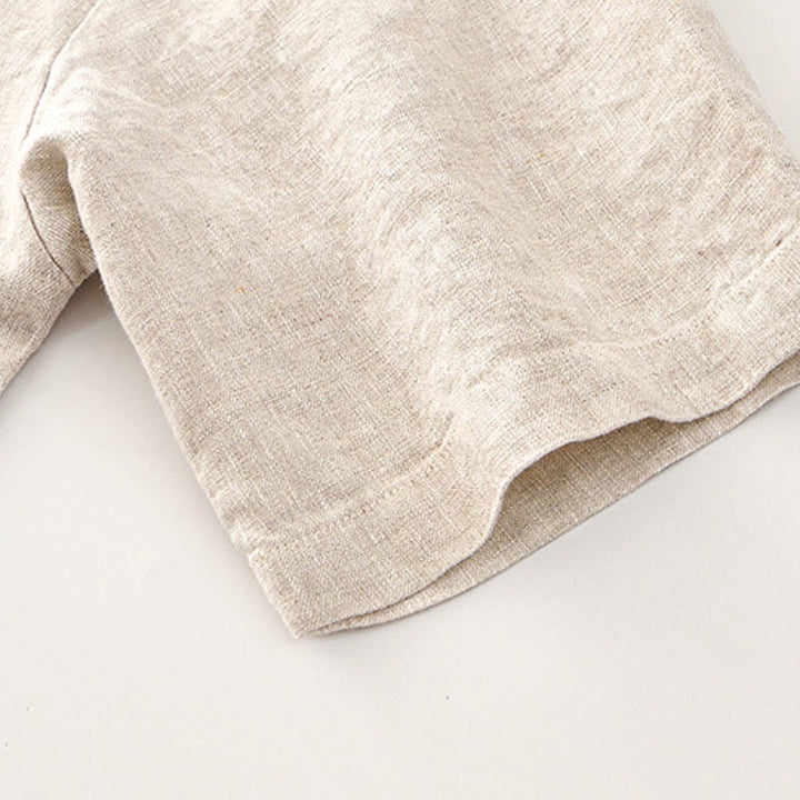 Buddha Stones Solid Summer Short Sleeve Buttons Linen Men's Shirt With Pockets - image 6