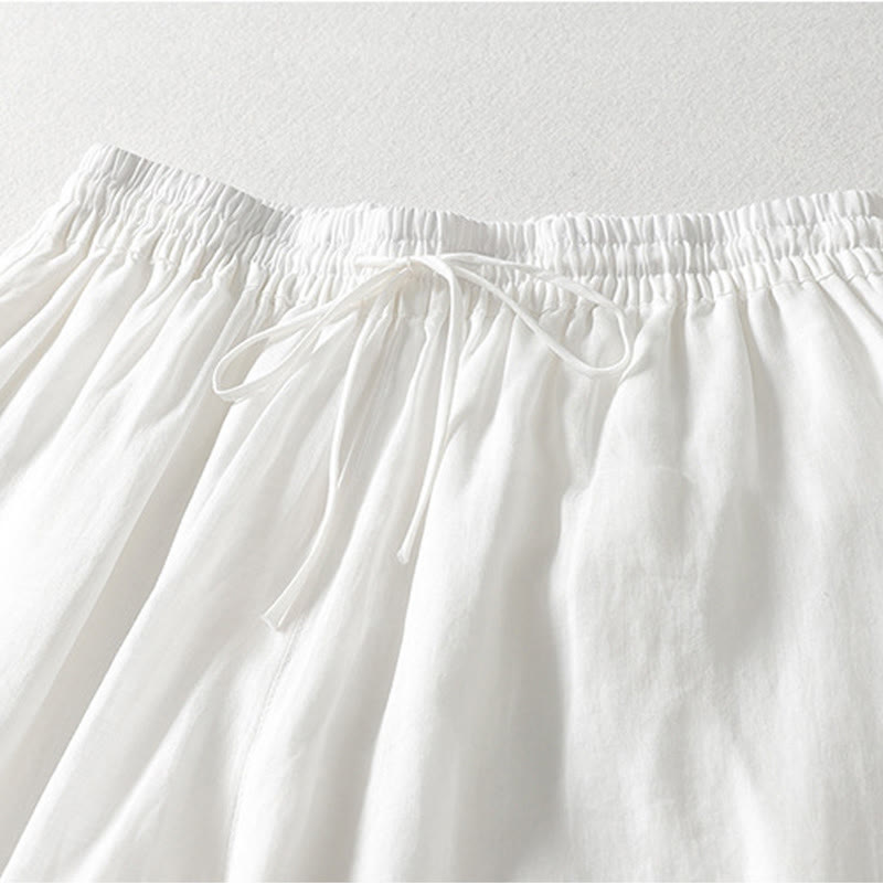 Buddha Stones Casual Drawstring Cotton Linen Ankle-Length Women's Wide Leg Pants With Pockets - image 6