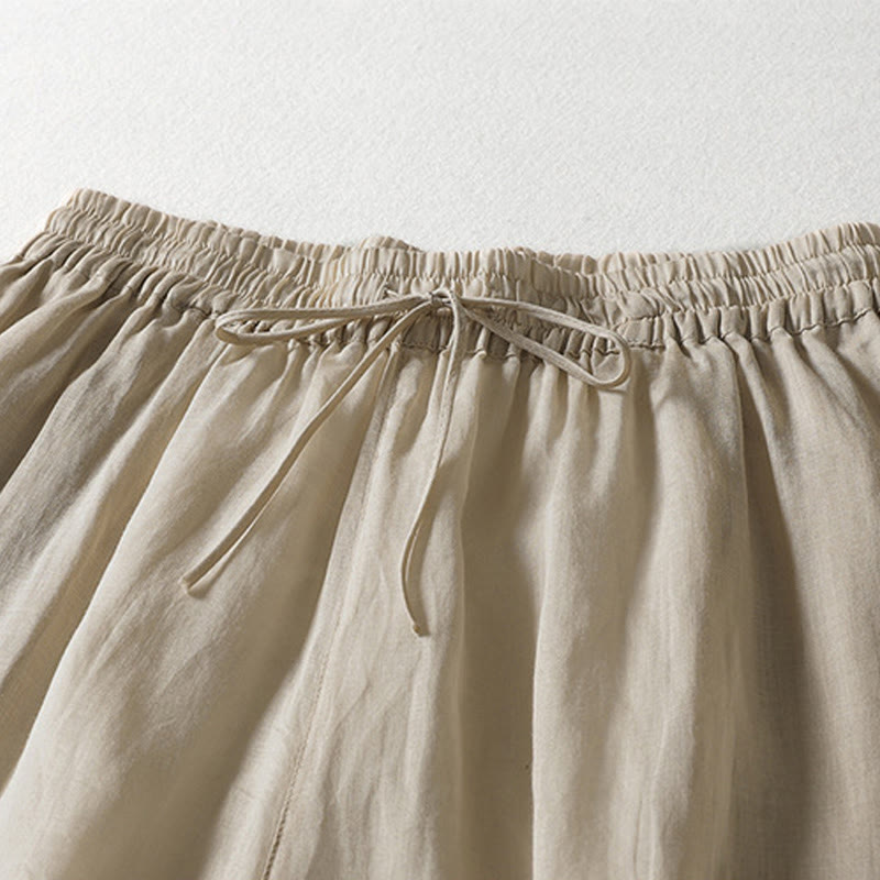 Buddha Stones Casual Drawstring Cotton Linen Ankle-Length Women's Wide Leg Pants With Pockets - image 9