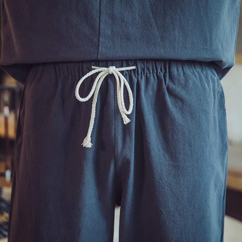 Buddha Stones 2Pcs Cotton Shirt Ankle-Length Pants With Pockets Men's Meditation Cloth Set - image 46