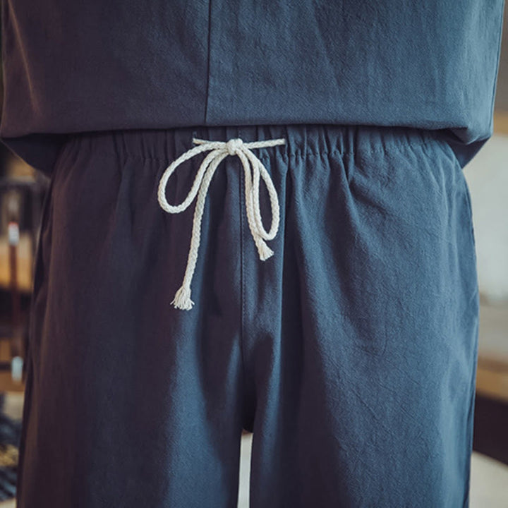 Buddha Stones 2Pcs Cotton Shirt Ankle-Length Pants With Pockets Men's Meditation Cloth Set - image 46