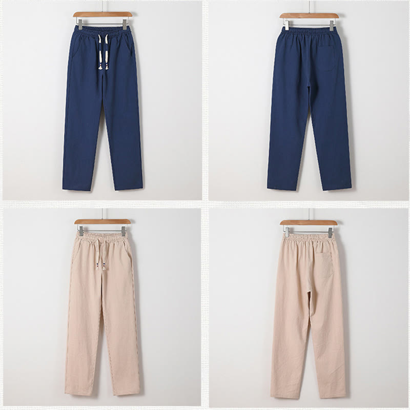 Buddha Stones 2Pcs Chinese Characters Crane Cotton Shirt Pants With Pockets Men's Meditation Cloth Set - image 4