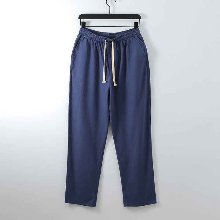 Buddha Stones 2Pcs Lace-up Cotton Kimono Pants With Pockets Men's Meditation Cloth Set - image 13