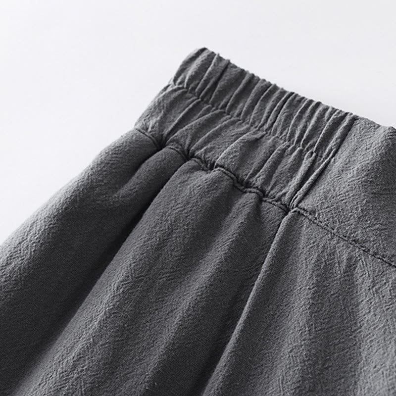 Buddha Stones 2Pcs V-Neck Cotton Half Sleeve Shirt Pants With Pockets Men's Meditation Cloth Set - image 12