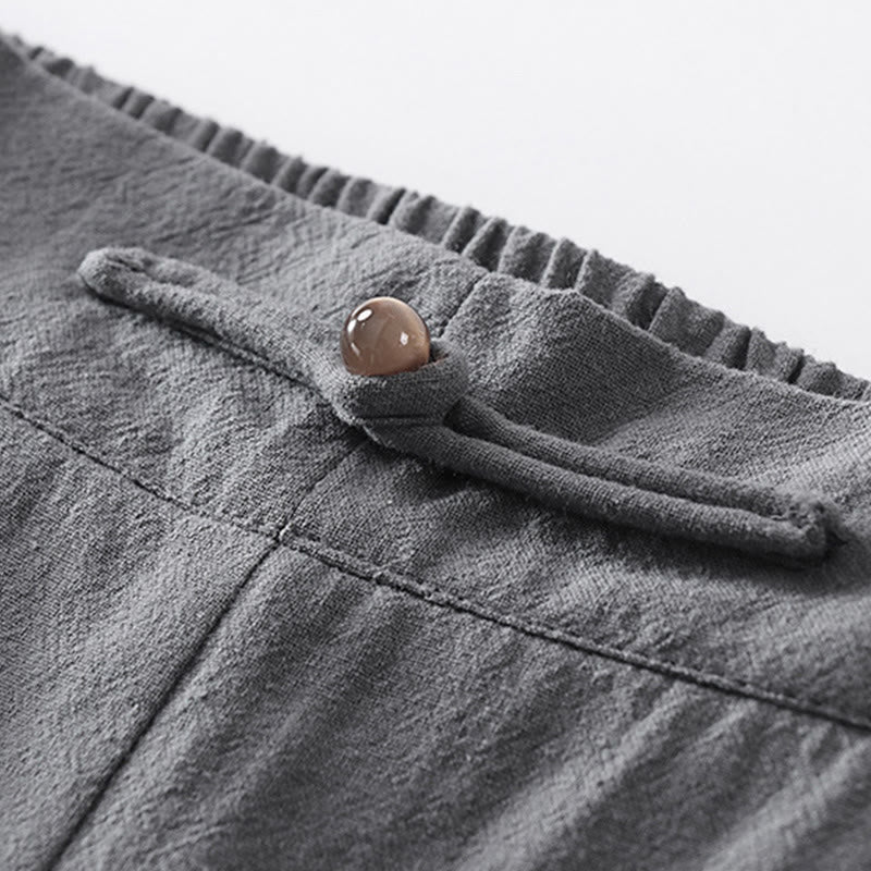 Buddha Stones 2Pcs V-Neck Cotton Half Sleeve Shirt Pants With Pockets Men's Meditation Cloth Set - image 14