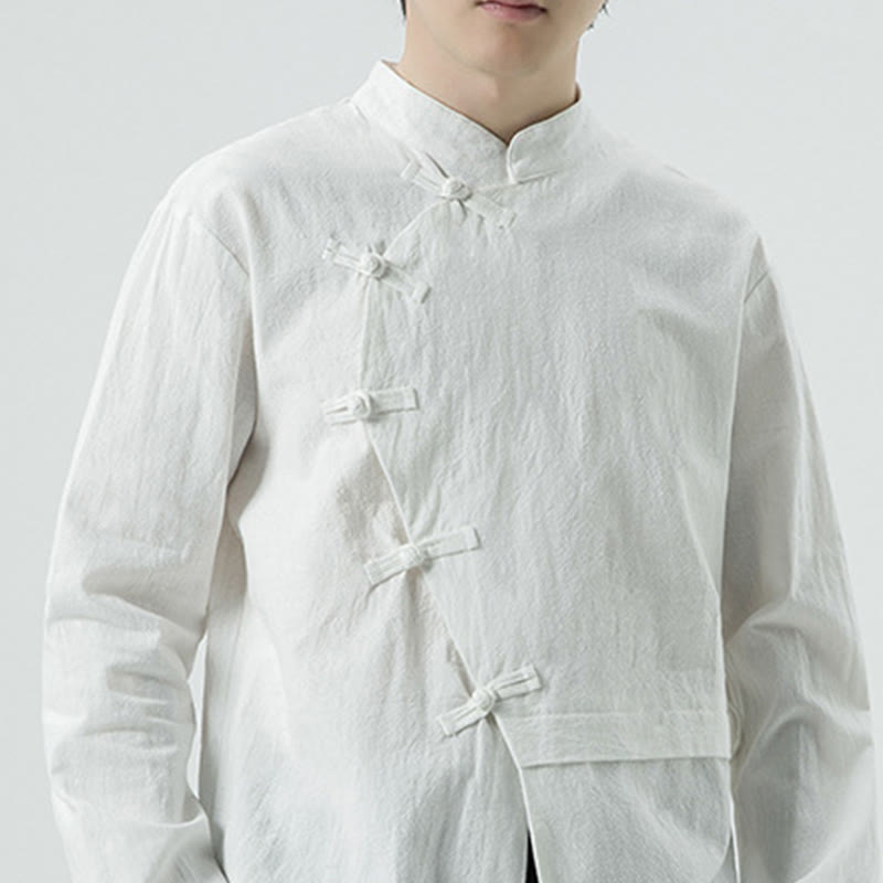 Buddha Stones Vintage Chinese Frog-Button Cotton Long Sleeve Men's Shirt - image 8